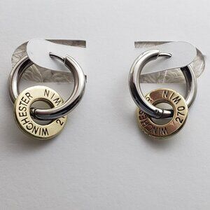 Stainless steel 12mm hoop bullet earrings with a 270 bullet slice